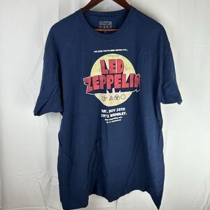LED ZEPPELIN Shirt Adult XXL Blue Concert 1971 Wembley Retro‎ Short Sleeve Mens
